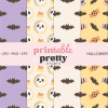 Four Halloween-Themed Patterns Featuring Candy Corn, Skull Cookies, Bats, Wrapped Candies, And Candy Canes.