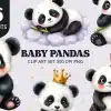 Baby Pandas Clip Art Set - Digital Download Png Graphics With Cute Panda Characters