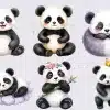 Six Adorable Baby Pandas In Various Poses.