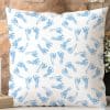 White Pillow With A Pattern Of Light Blue Baby Footprints.