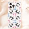 Phone Case With A Pattern Of Pink, Blue, And Black Baby Footprints.