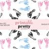 Pink Blue Black Baby Footprints Digital Paper