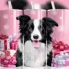 Border Collie Dog Pink Christmas Tumbler Wrap - Digital Download Design With Mockup For 20Oz Skinny Tumblers