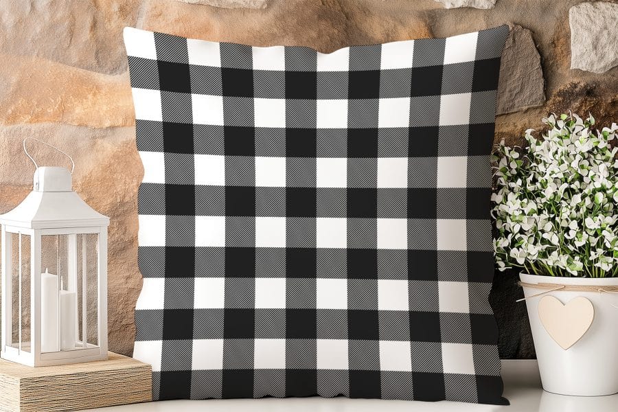 Black And White Buffalo Plaid Pillow.