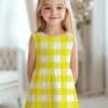 Girl In Yellow And White Gingham Dress.