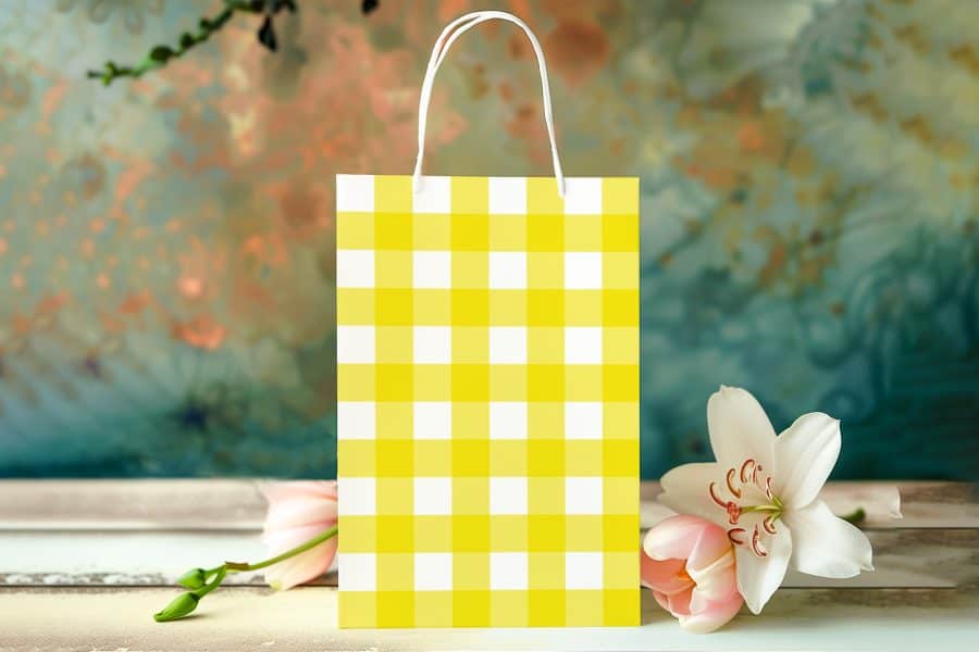 Yellow Gingham Gift Bag.