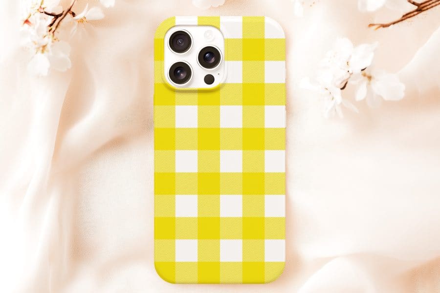 Yellow And White Gingham Phone Case.