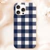 Phone Case With Navy And White Gingham Pattern.