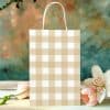 Beige And White Gingham Gift Bag.