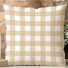 Beige And White Checkered Throw Pillow.