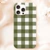 Olive Green And White Gingham Phone Case.
