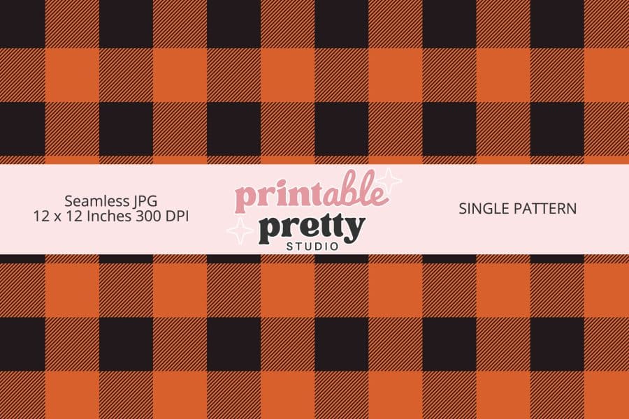 Orange and Black Buffalo Plaid Seamless Pattern