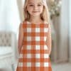Girl In Orange And White Gingham Dress.