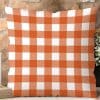 Orange And White Gingham Throw Pillow.