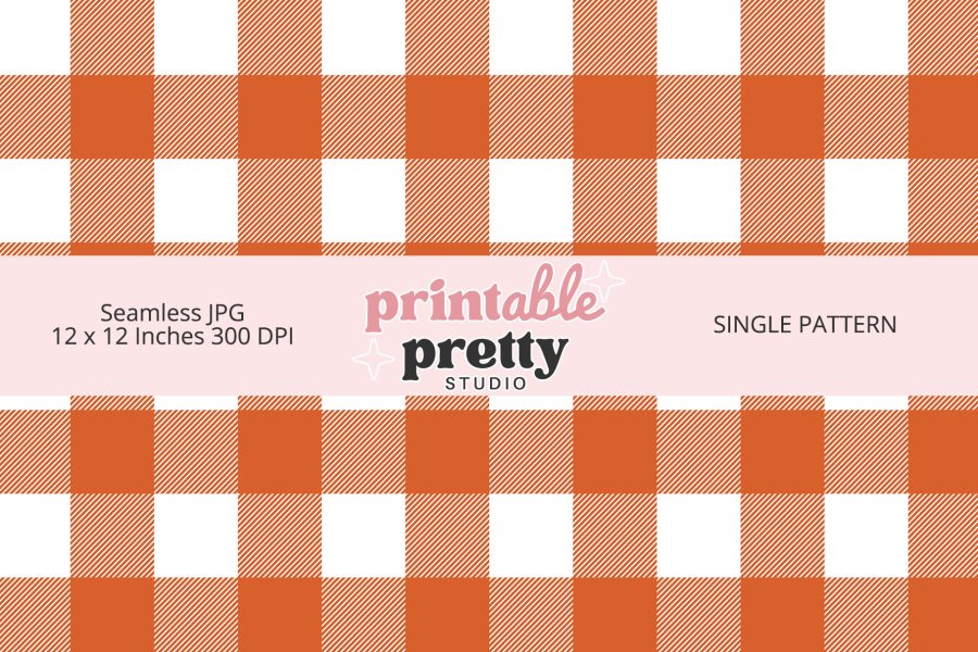 Orange and White Buffalo Plaid Seamless Pattern
