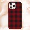 Iphone Case With Red And Black Buffalo Plaid Pattern.