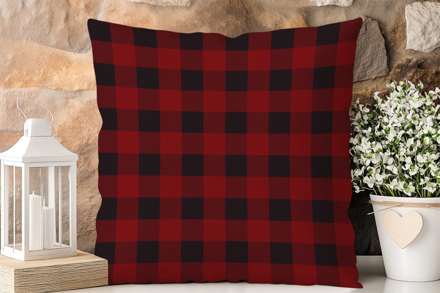 Red And Black Buffalo Plaid Pillow.