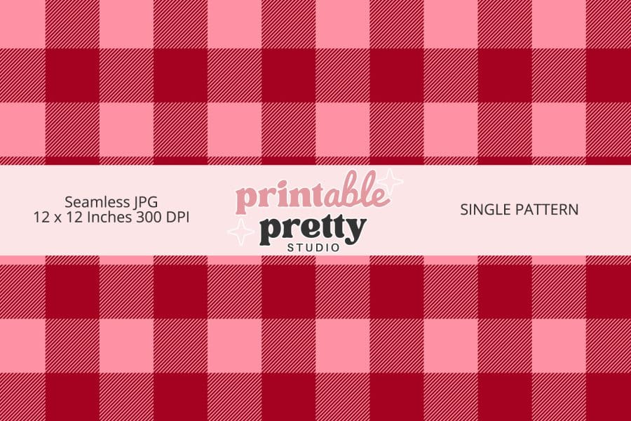 Red and Pink Buffalo Plaid Seamless Pattern