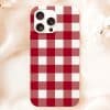 Phone Case With Red And White Gingham Pattern.