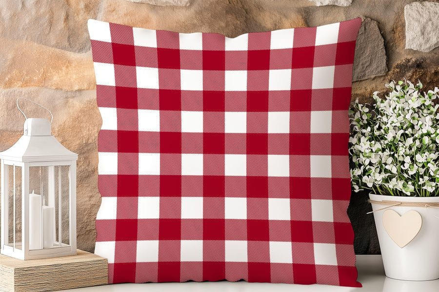 Red And White Checkered Throw Pillow.