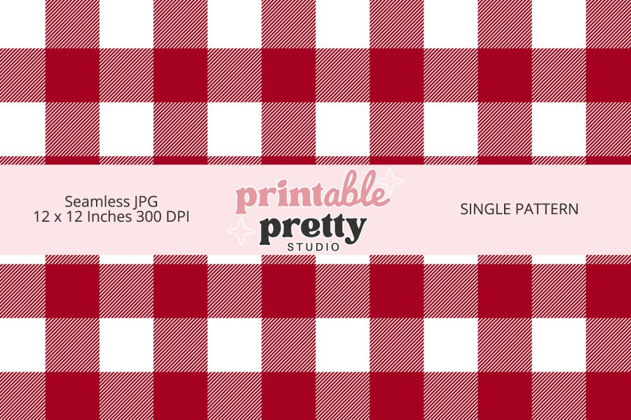 Red and White Buffalo Plaid Seamless Pattern