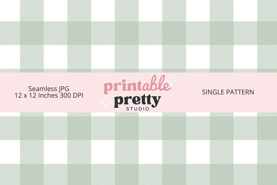 Sage Green and White Buffalo Plaid Seamless Pattern