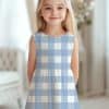 Girl In A Light Blue And White Gingham Dress.