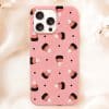 Pink Phone Case With Candy Corn Pattern.