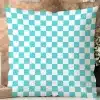 Teal And White Checkered Pillow.