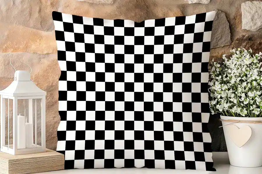 Black And White Checkered Throw Pillow.
