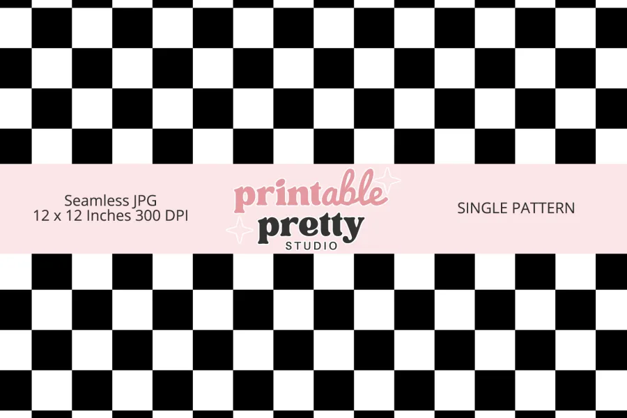 Black and White Checkered Seamless Pattern digital paper - 12x12 inch JPG for classic and graphic crafting