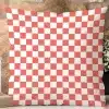 Coral And White Checkered Throw Pillow.