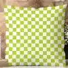 Lime Green And White Checkered Throw Pillow.