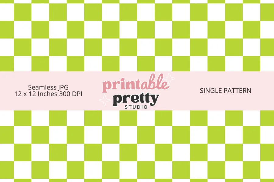 Bright Green Checkered Seamless Pattern digital paper - 12x12 inch JPG for vibrant crafting and design