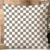 Beige And White Checkered Throw Pillow.