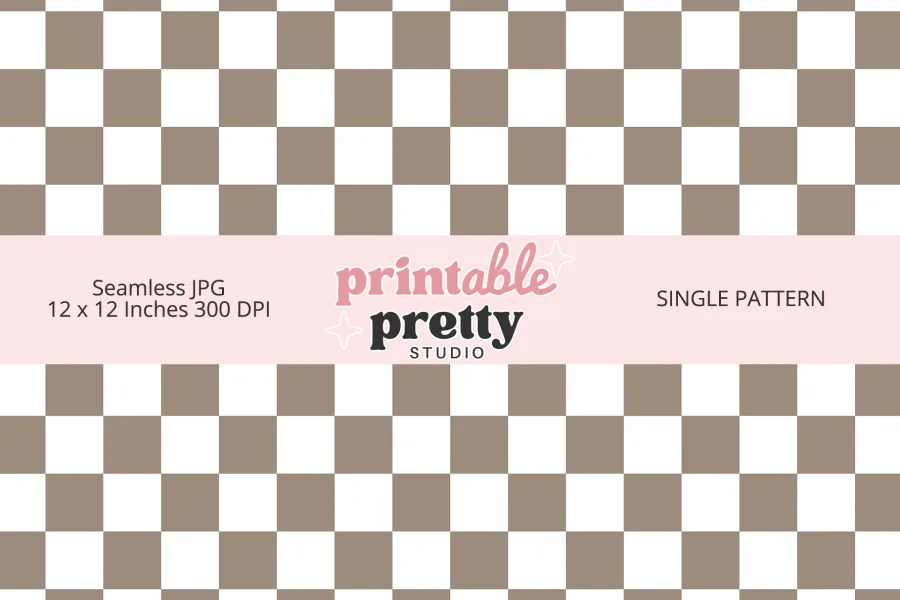 Mocha Checkered Seamless Pattern digital paper - 12x12 inch JPG for warm and rustic crafting