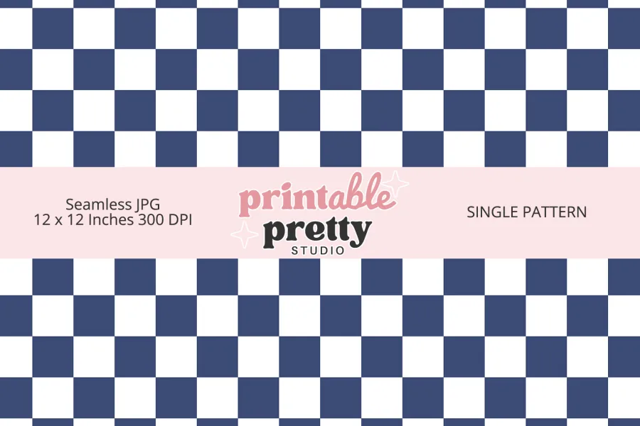 Navy Blue Checkered Seamless Pattern digital paper - 12x12 inch JPG for classic and professional crafting