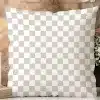 Beige And White Checkered Throw Pillow.
