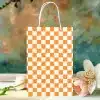 Orange And White Checkered Gift Bag.