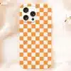 Orange And White Checkered Phone Case.