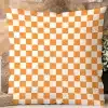 Orange And White Checkered Throw Pillow.