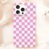 Pink And White Checkered Phone Case.