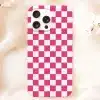 Pink And White Checkered Phone Case.