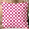 Pink And White Checkered Throw Pillow.