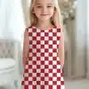 Girl In Red And White Checkered Dress.