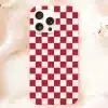 Iphone Case With A Red And White Checkered Pattern.