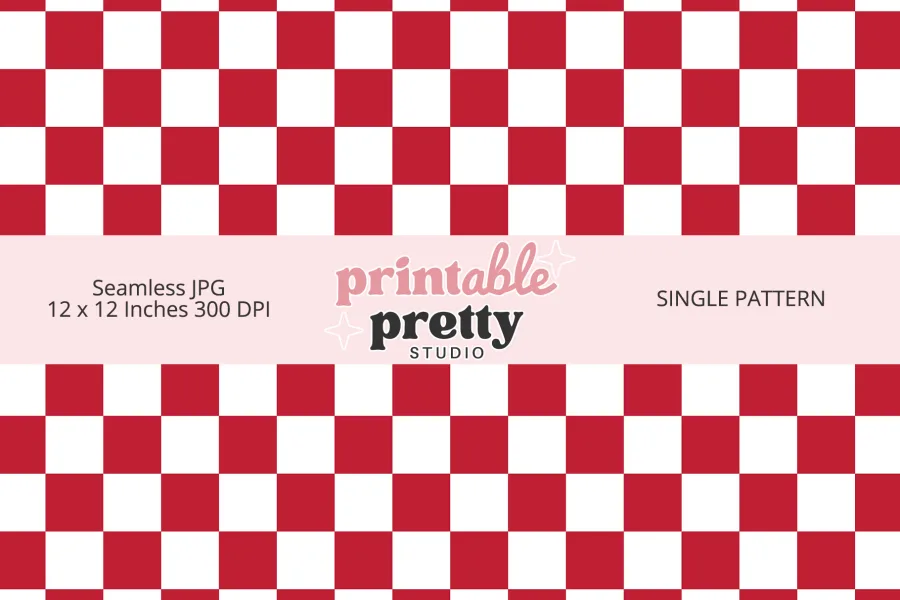 Red Checkered Seamless Pattern digital paper - 12x12 inch JPG for classic crafting and holiday designs