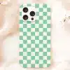 Mint Green And White Checkered Phone Case.