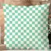 Mint Green And White Checkered Throw Pillow.