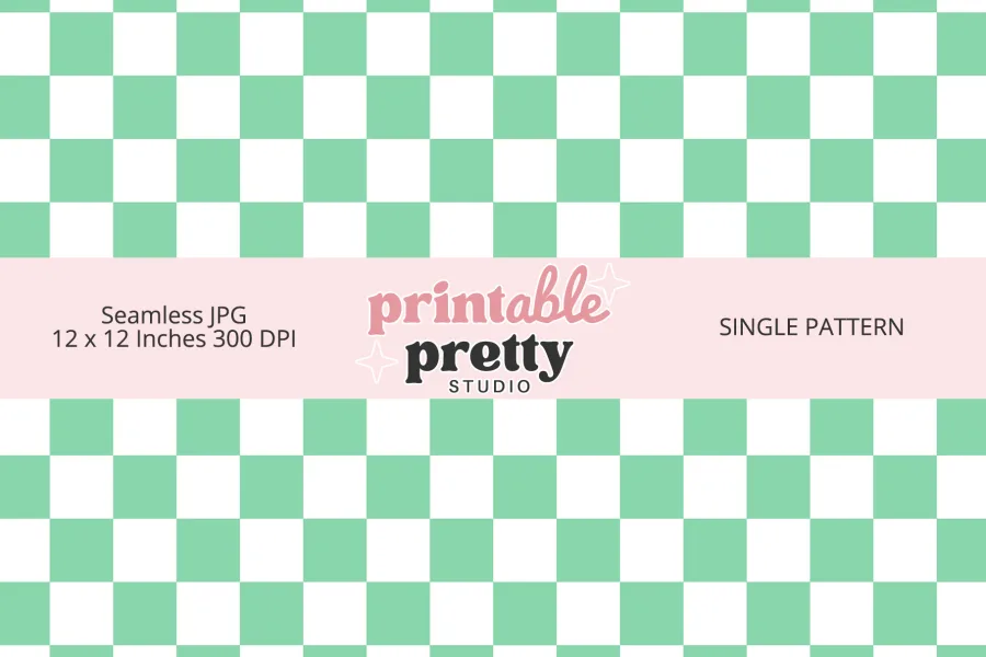 Turquoise Green Checkered Seamless Pattern digital paper - 12x12 inch JPG for fresh crafting and design